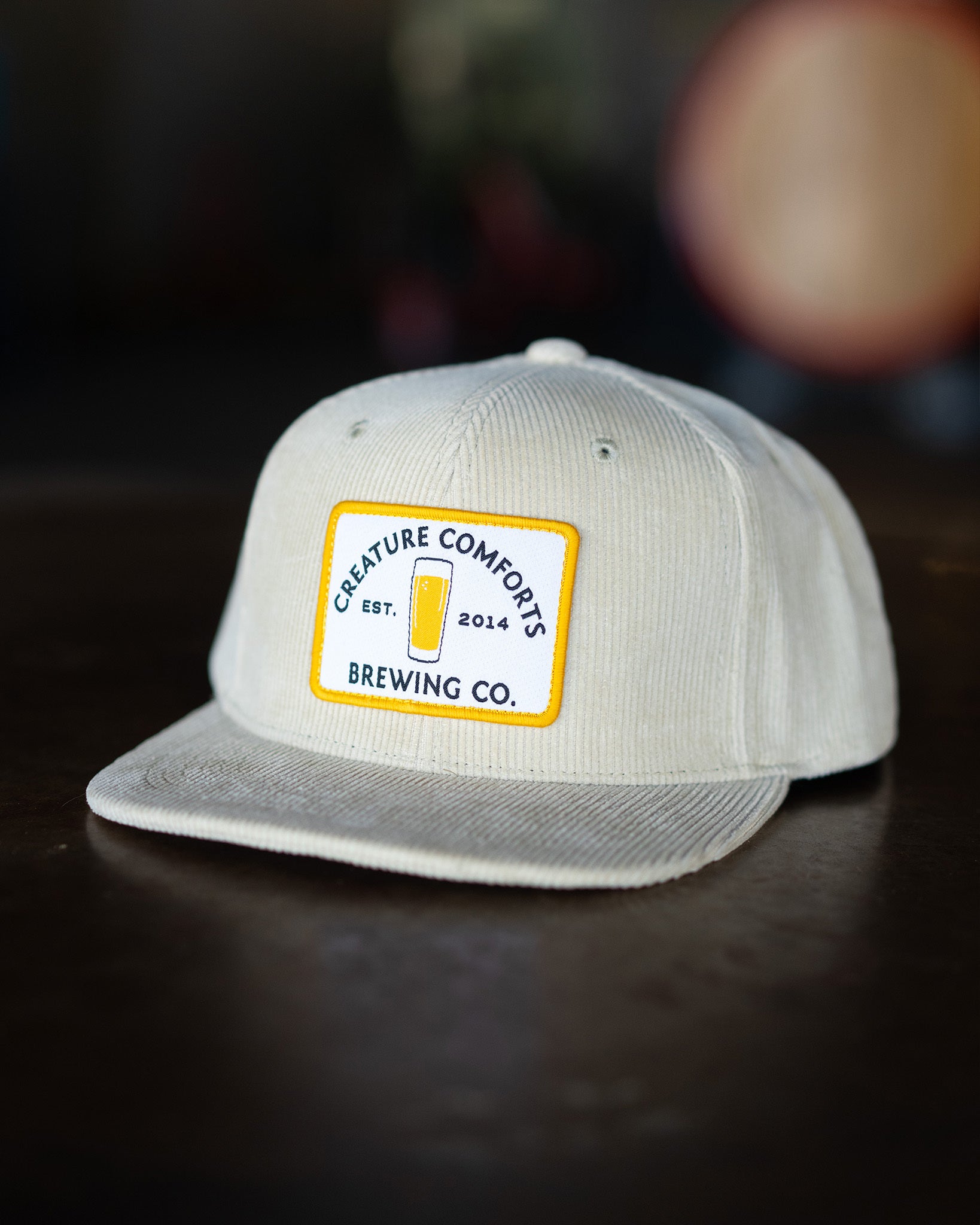 Ivory Corduroy Patch Hat
